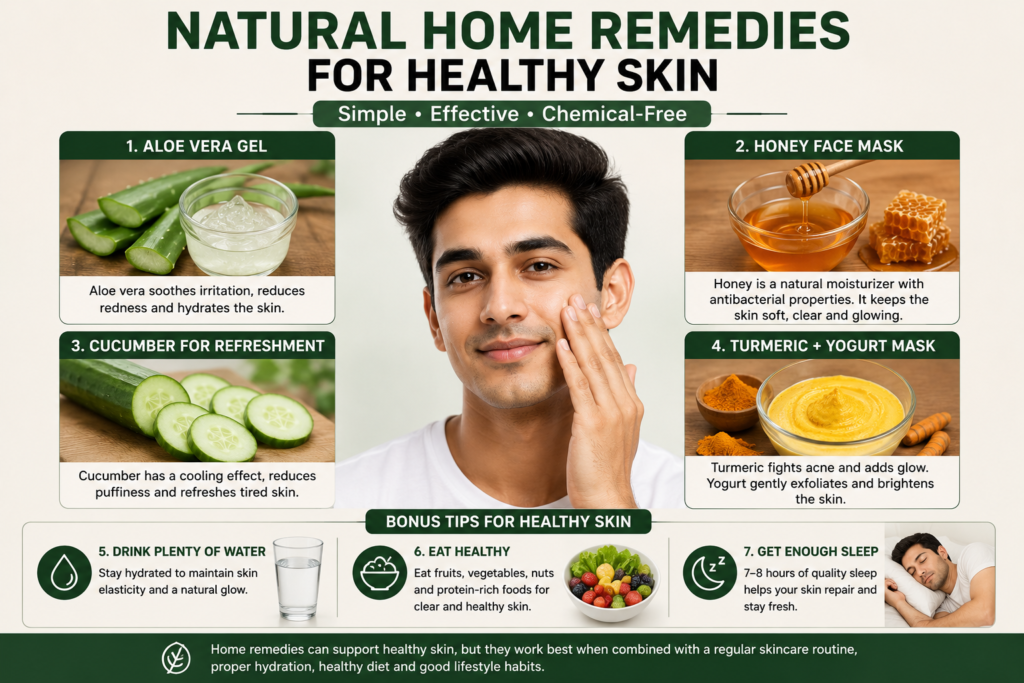 Daily Skincare Routine for Men: Complete Step-by-Step "Natural home remedies for healthy and glowing skin in men."